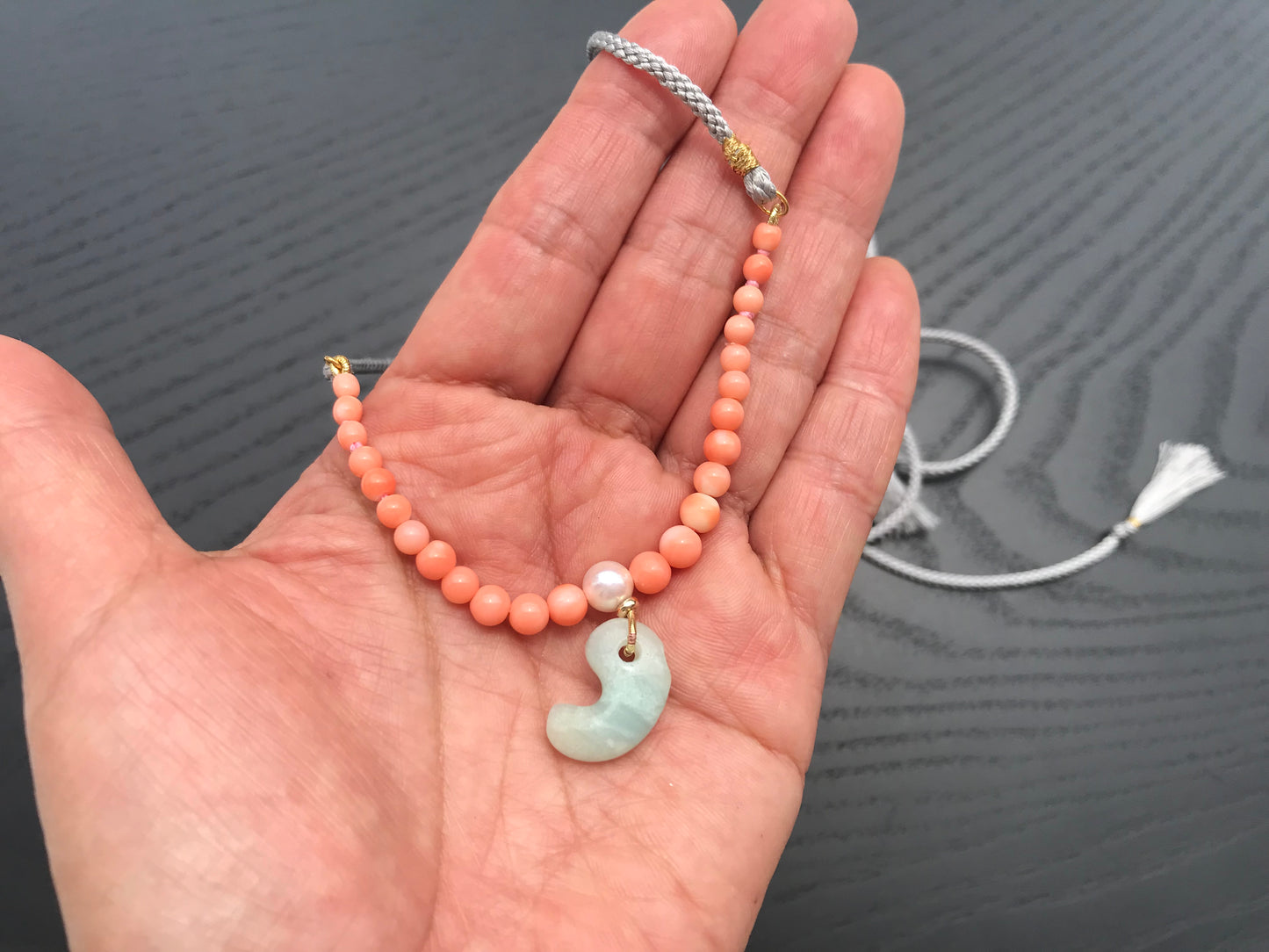 Green Japanese Jade Magatama Necklace