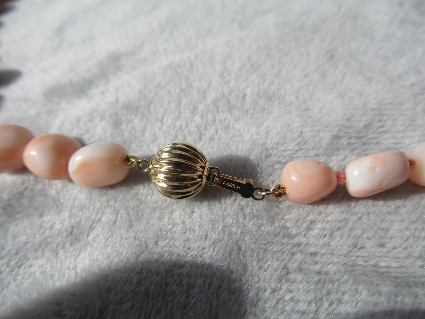 14K Large natural coral irregular shape beads necklace