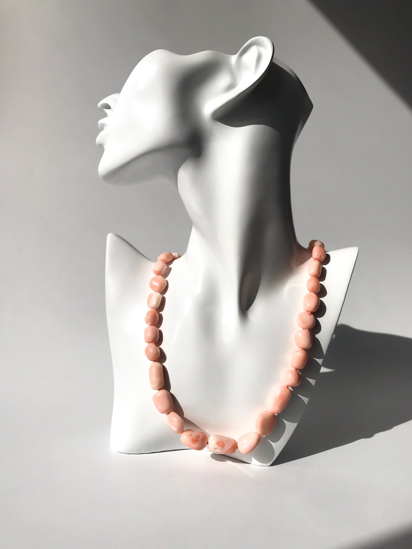 14K Large natural coral irregular shape beads necklace