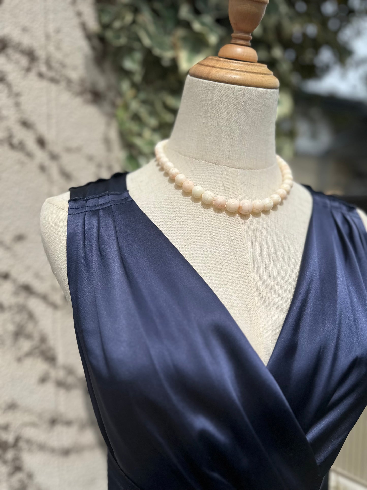 Large 13mm carved cherry blossom coral vintage necklace