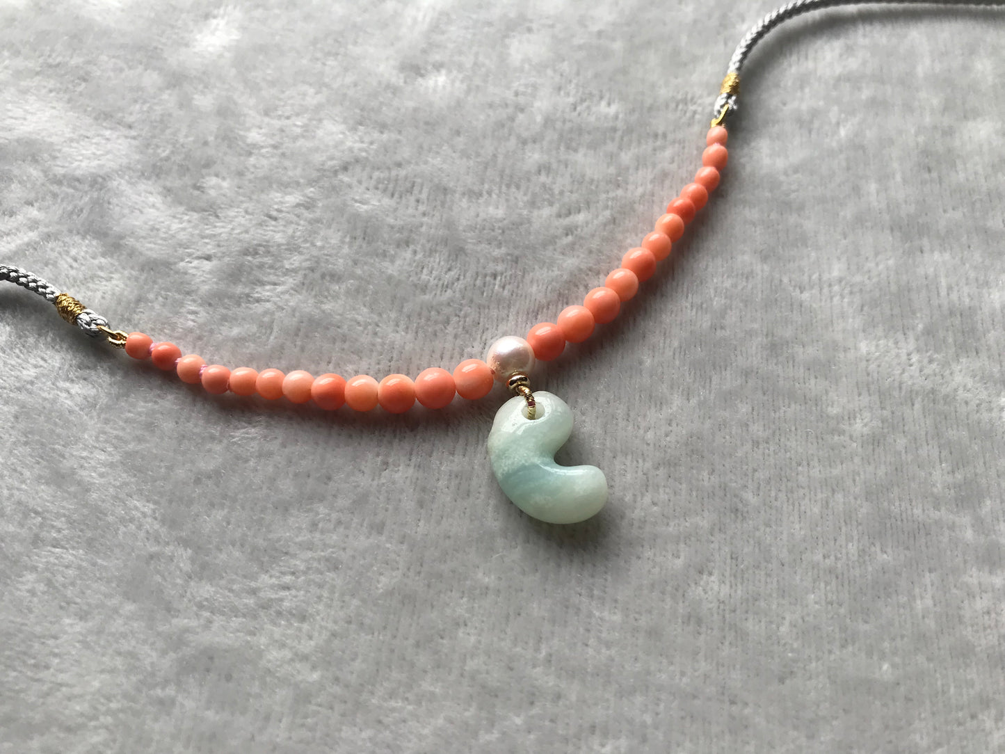 Green Japanese Jade Magatama Necklace