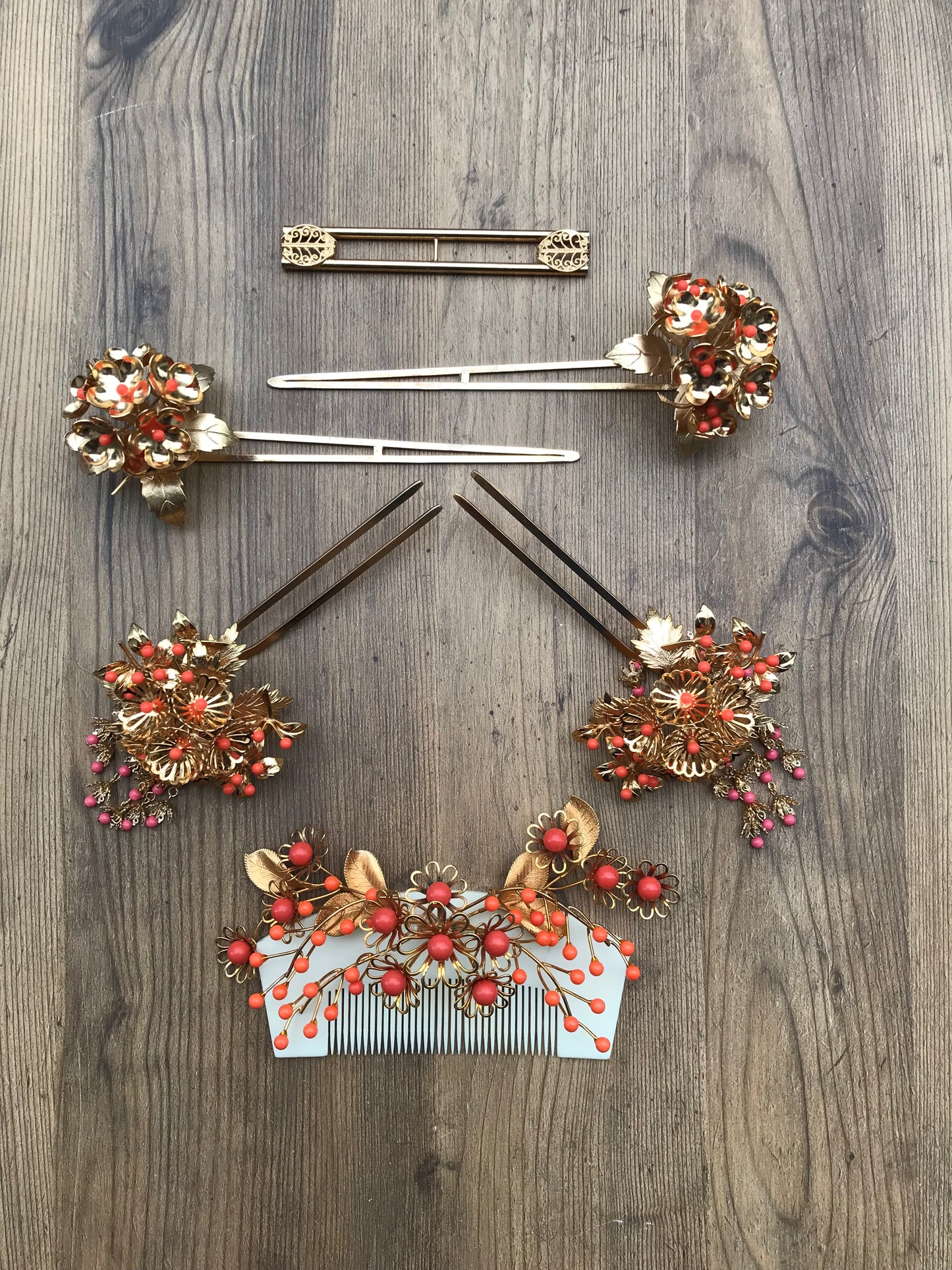 Vintage Kanzashi set Japanese traditional wedding hair decoration