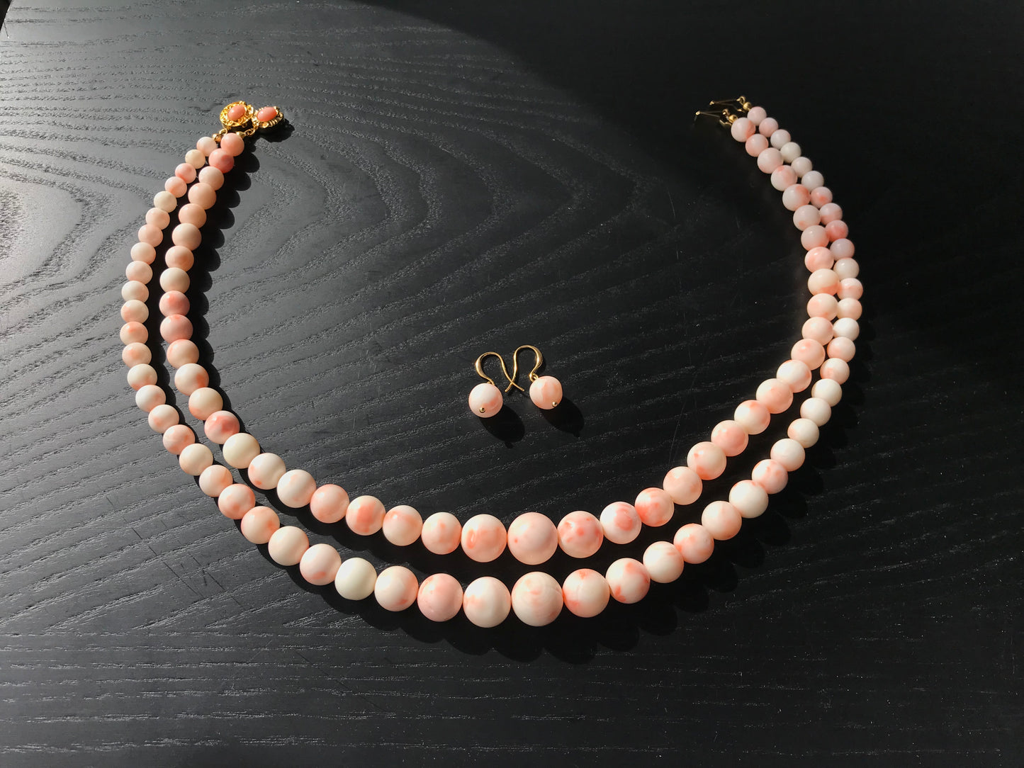 45cm/50cm 14mm Extra large natural pink Japanese deep sea coral necklace and earrings