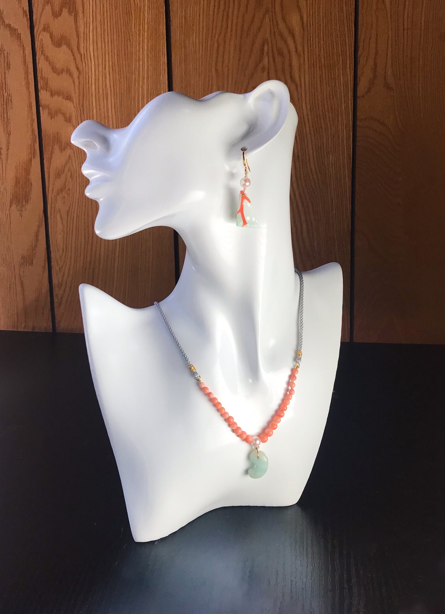 Green Japanese Jade Magatama Necklace
