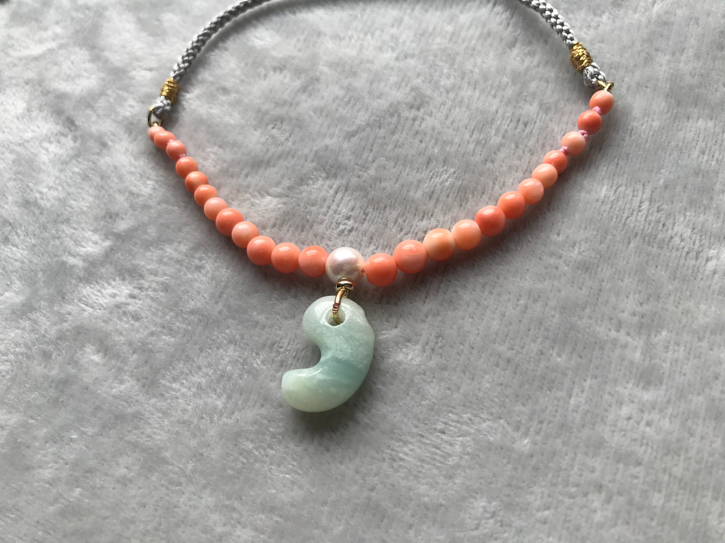 Green Japanese Jade Magatama Necklace
