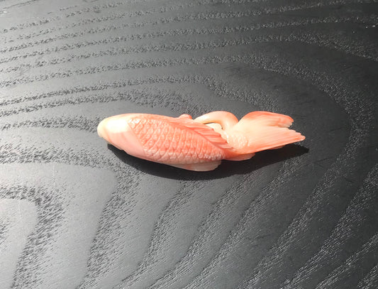 Extra large Nishiki-goi (carp) natural pink carved coral vintage brooch/pendant