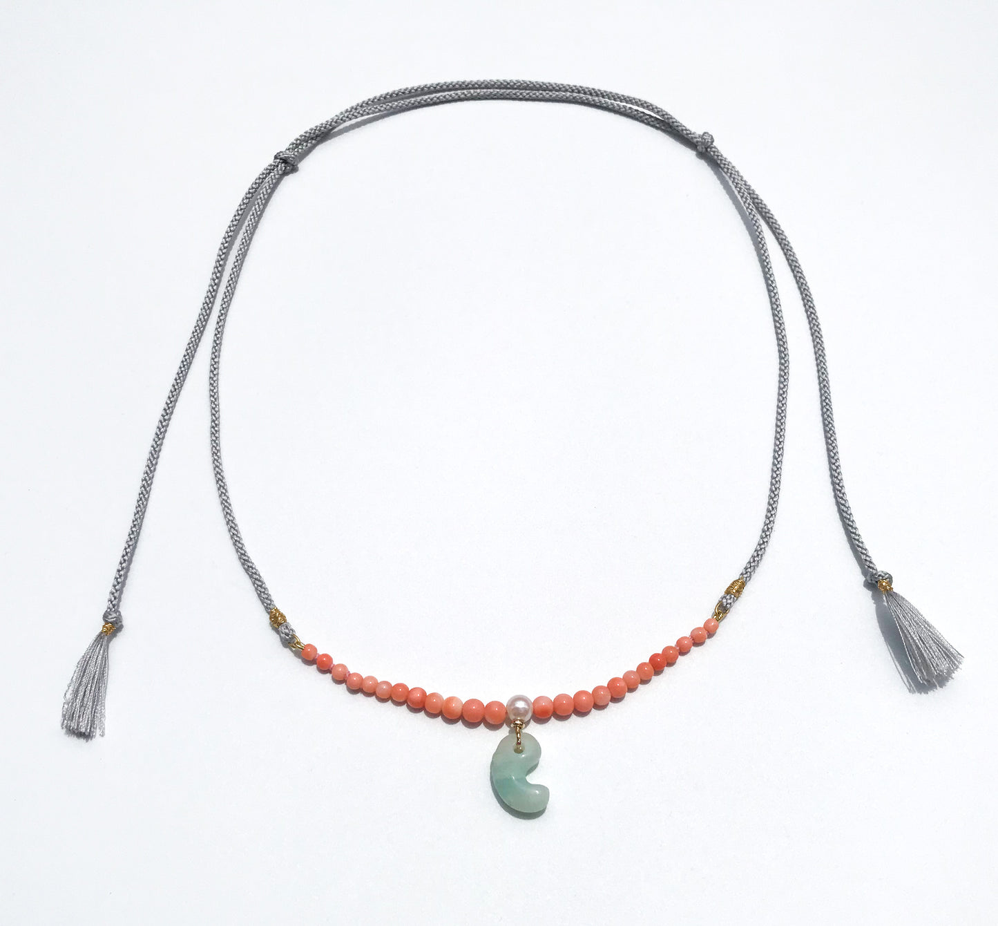 Green Japanese Jade Magatama Necklace
