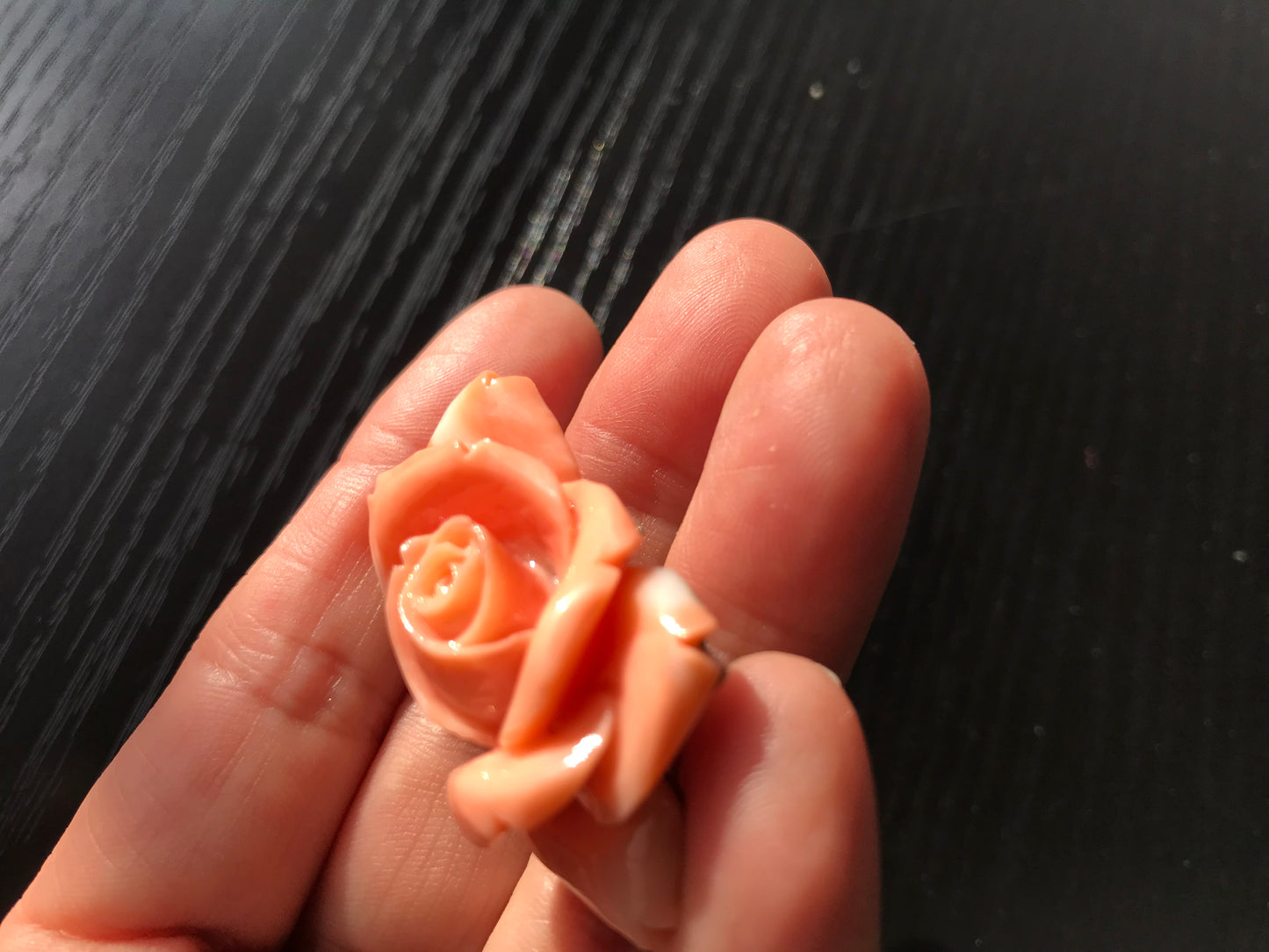 Collectors item Natural Angel Skin pink carved Momo coral rose vintage brooch