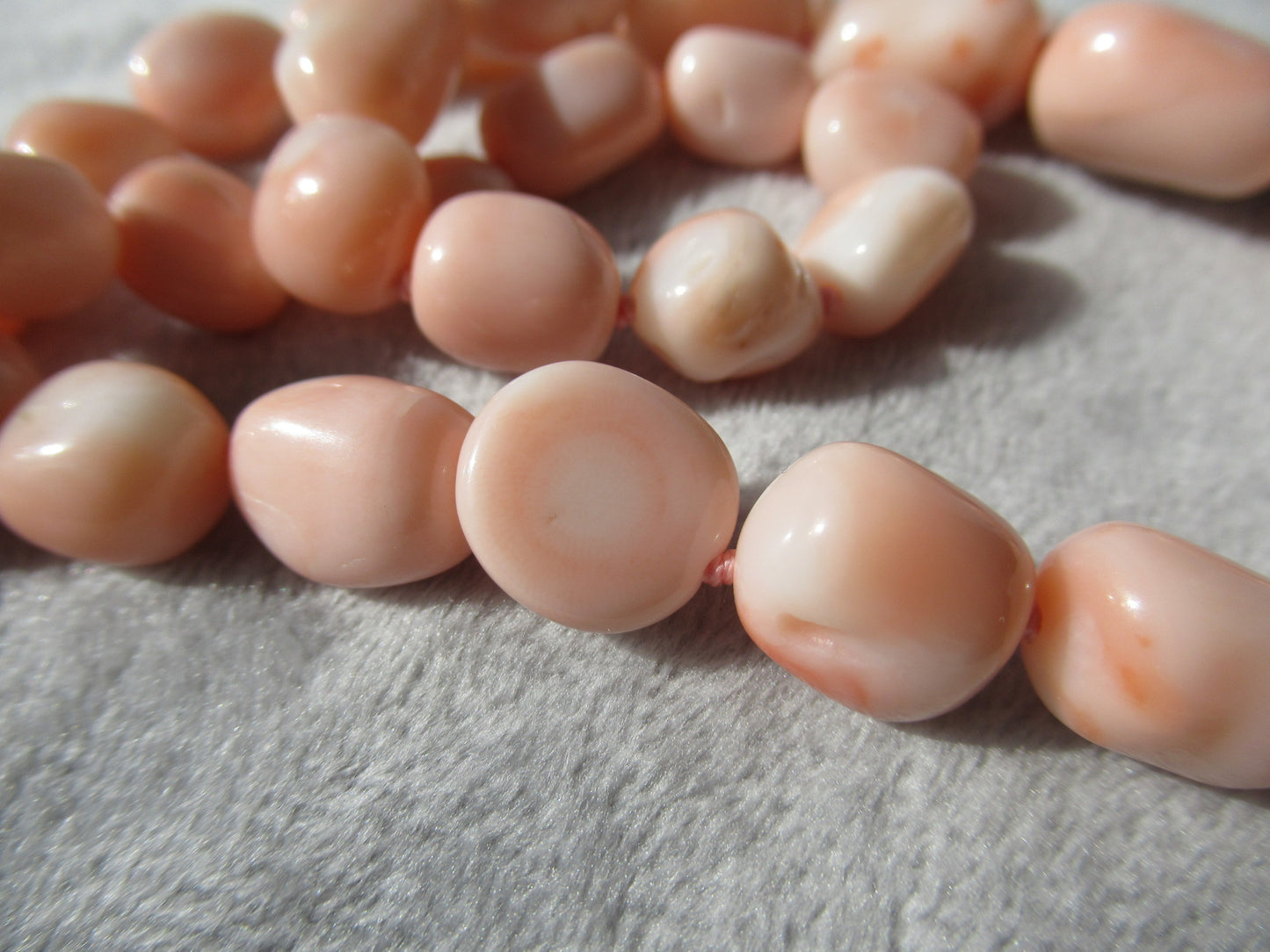14K Large natural coral irregular shape beads necklace