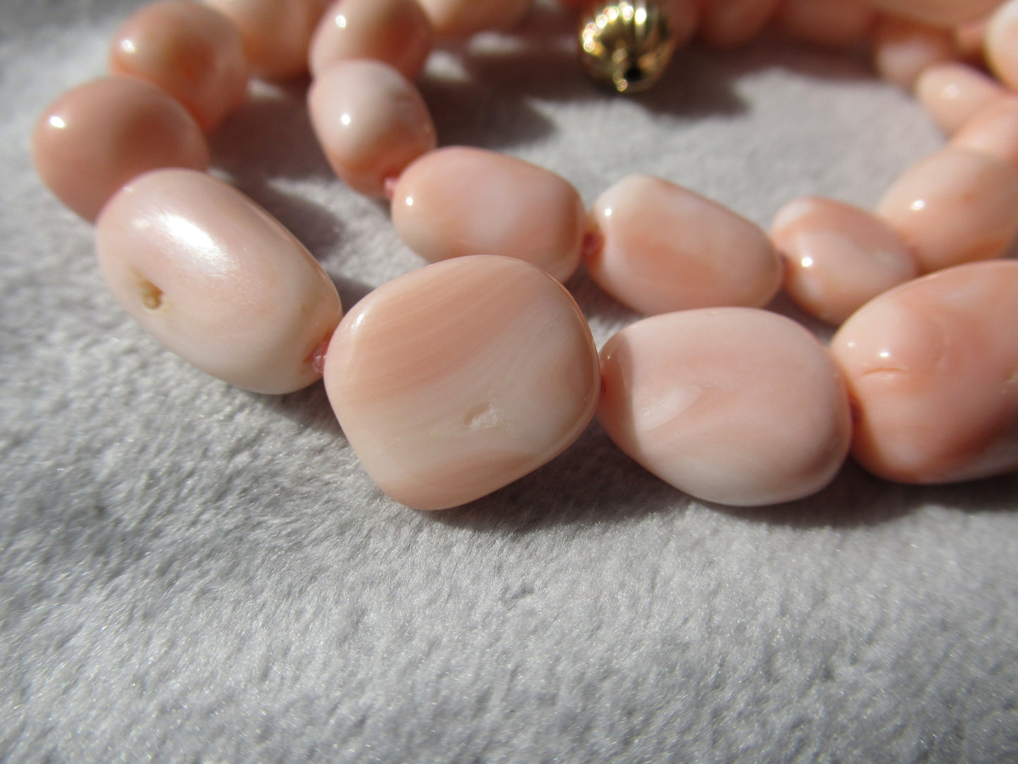 14K Large natural coral irregular shape beads necklace