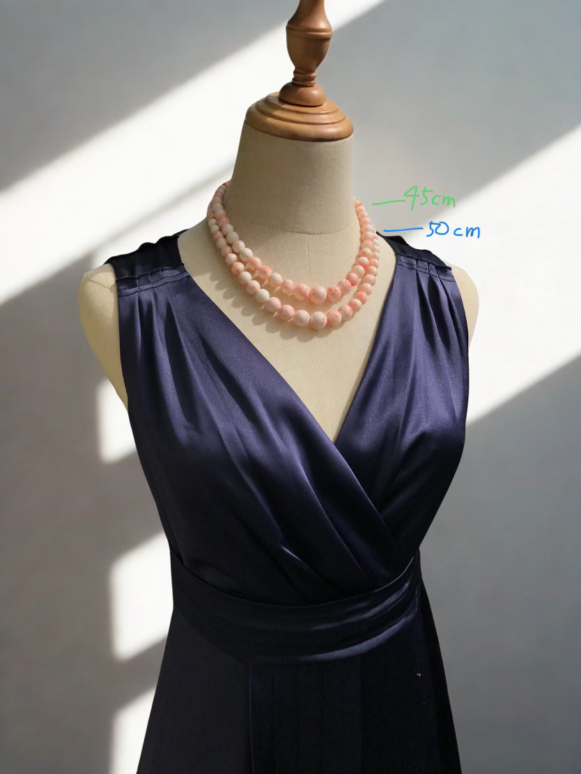 45cm/50cm 14mm Extra large natural pink Japanese deep sea coral necklace and earrings